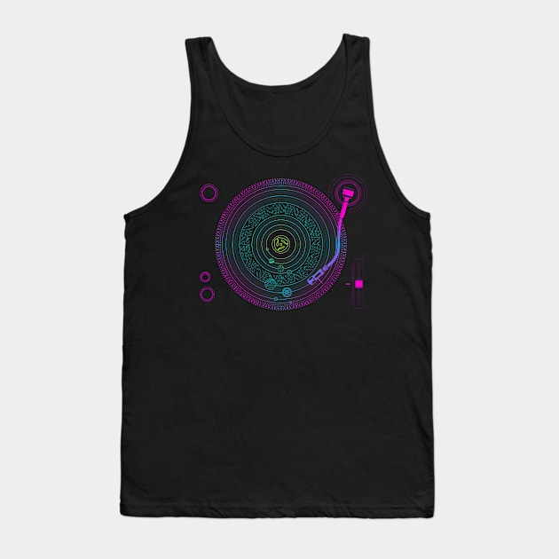 Space DJ - Solar System Turntable Electronic Dance Music EDM product Tank Top by Vector Deluxe